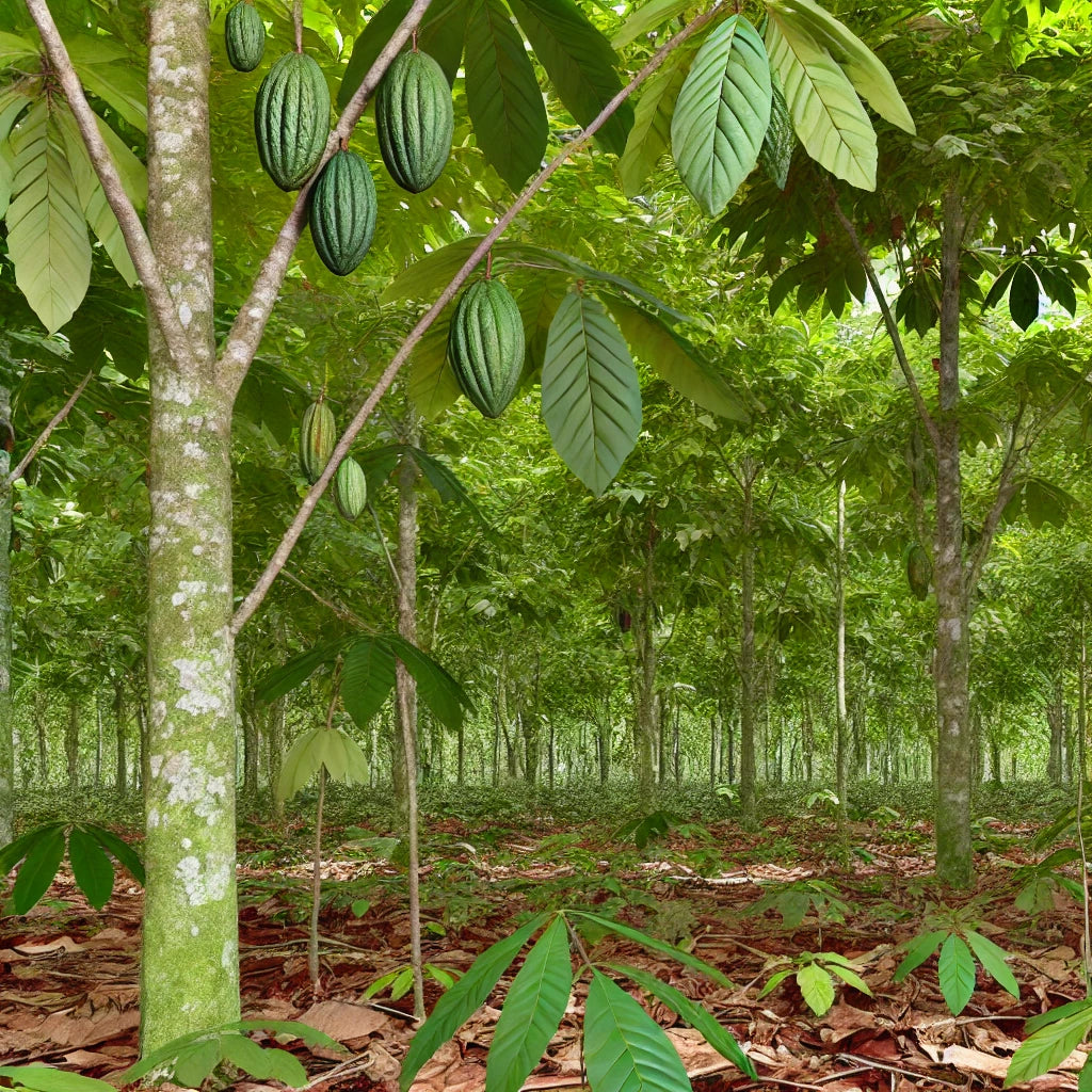 Image of lush wild organic cacao plantation practicing agroforestry