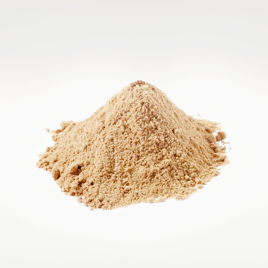 Ffinely ground Ashwagandha powder, highlighting its smooth texture and pale color.