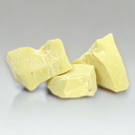 Blocks of smooth, creamy organic deodorised cacao butter.