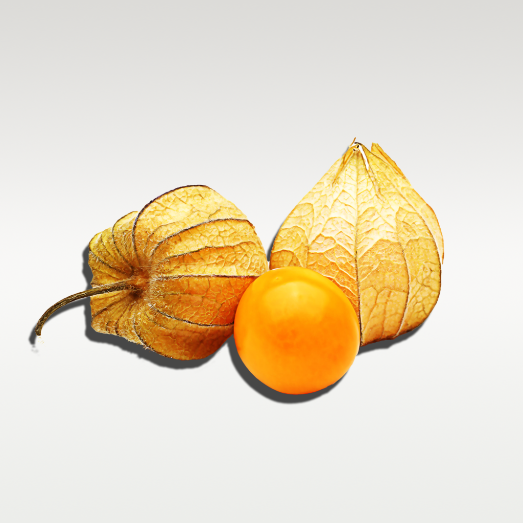 Close-up of fresh golden berries, showcasing their vibrant golden hue and delicate papery husks.